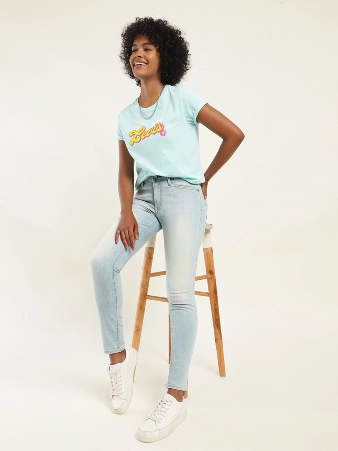 Women's 711 Blue Skinny Fit Mid Rise Jeans Stylish Daily Wear Parent Style