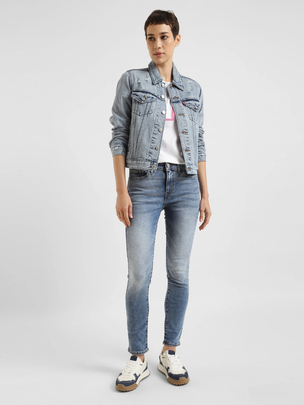 Lightweight Denim Casual Street Women's 711 Blue Skinny Fit Mid Rise Jeans