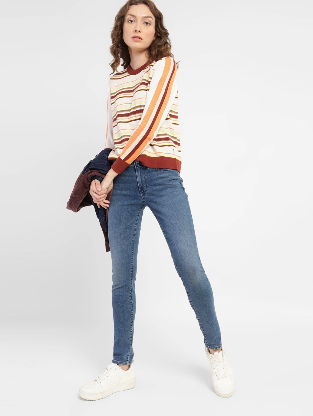 Sleek Waistband Women's 711 Blue Skinny Fit Mid Rise Jeans