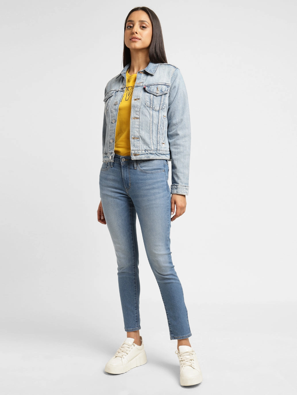 Women's 711 Blue Skinny Fit Mid Rise Jeans Relaxed Taper