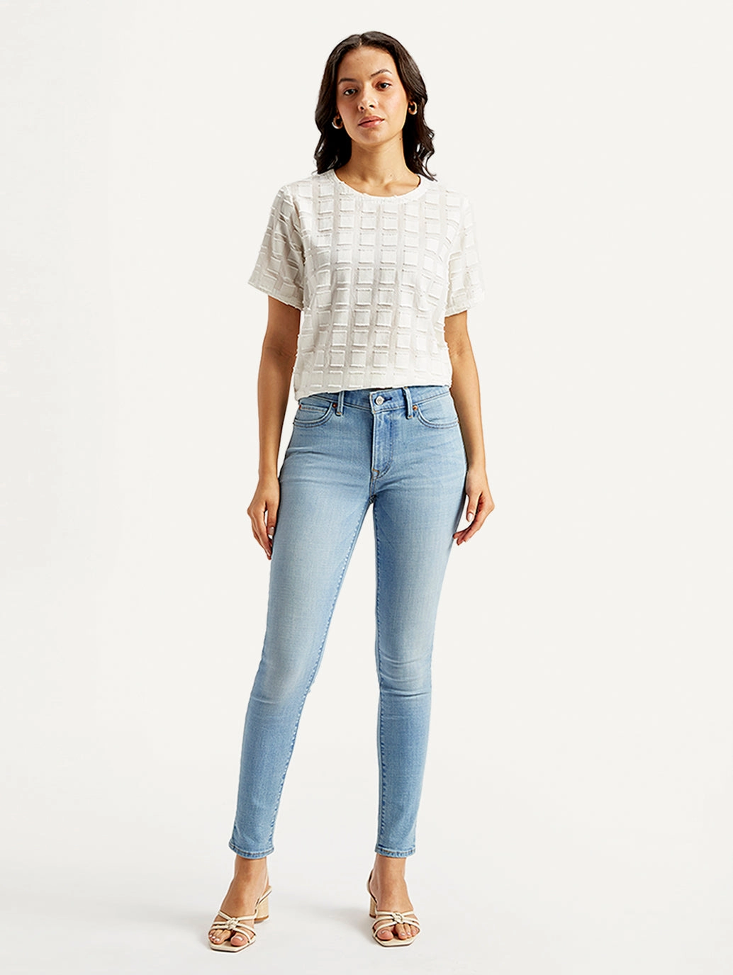 Office Wear Modern Rainy Day Women's 711 Light Blue Skinny Fit Mid Rise Jeans