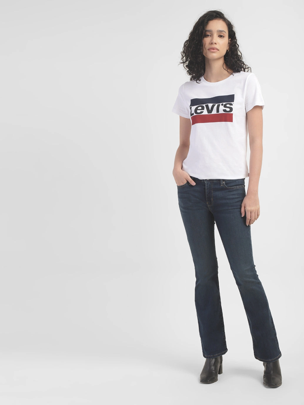 Women's 715 Blue Flared Fit Mid Rise Jeans Cool Texture