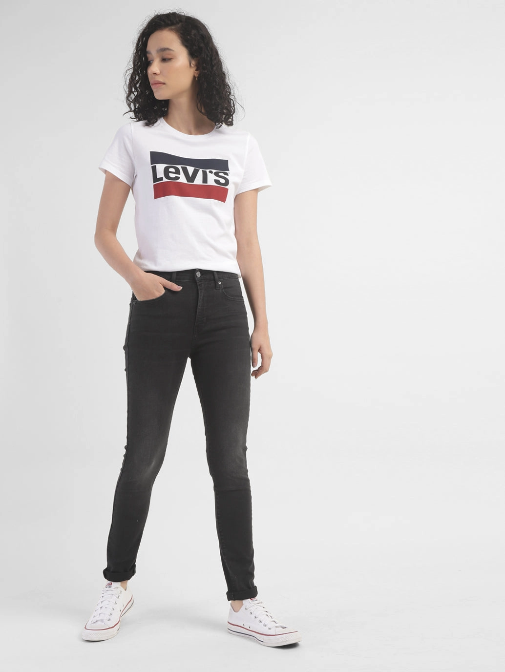 Women's 721 Black Skinny Fit High Rise Jeans Functional Style