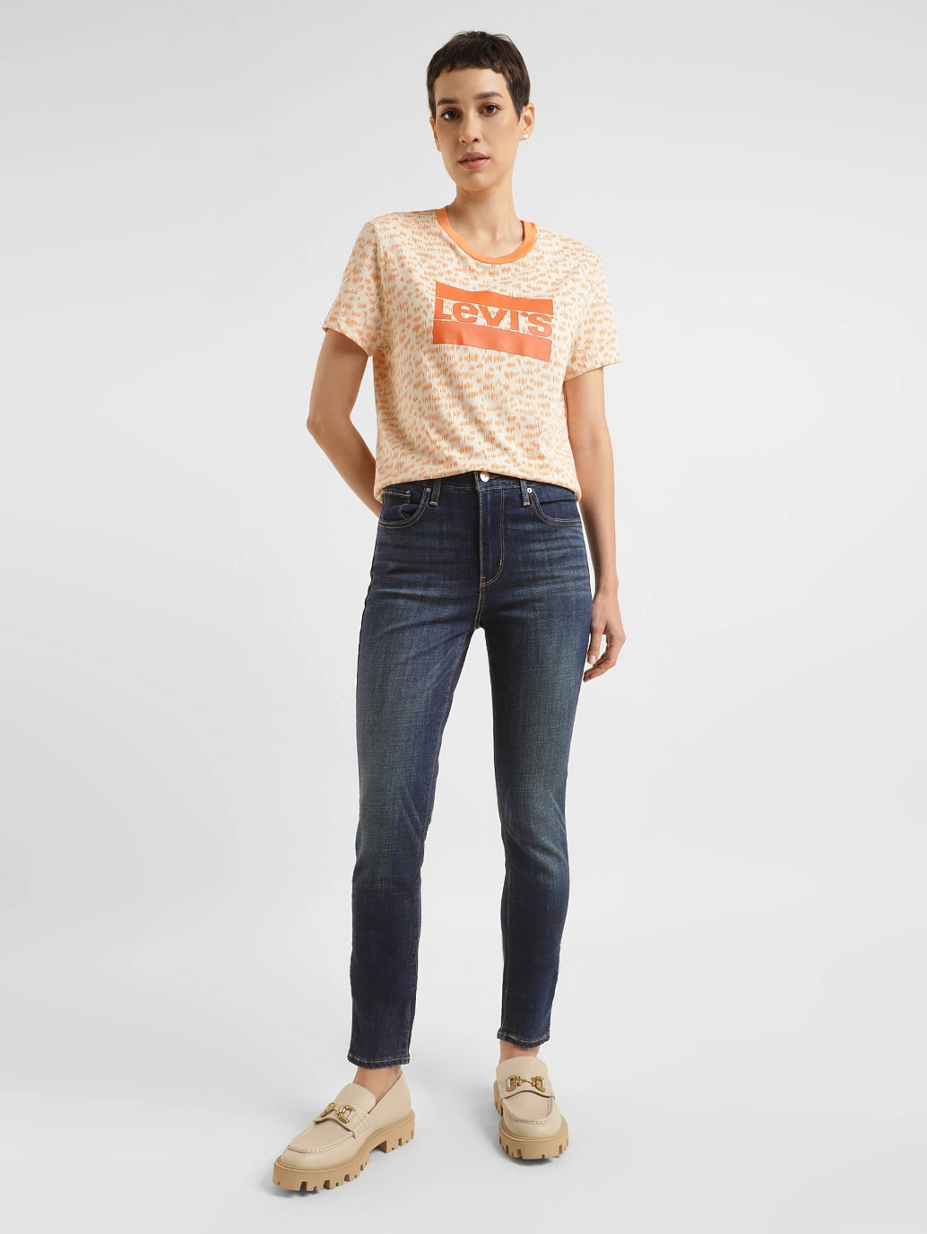 Women's 721 Blue Skinny Fit High Rise Jeans Textured Vibrant Tailored Fit