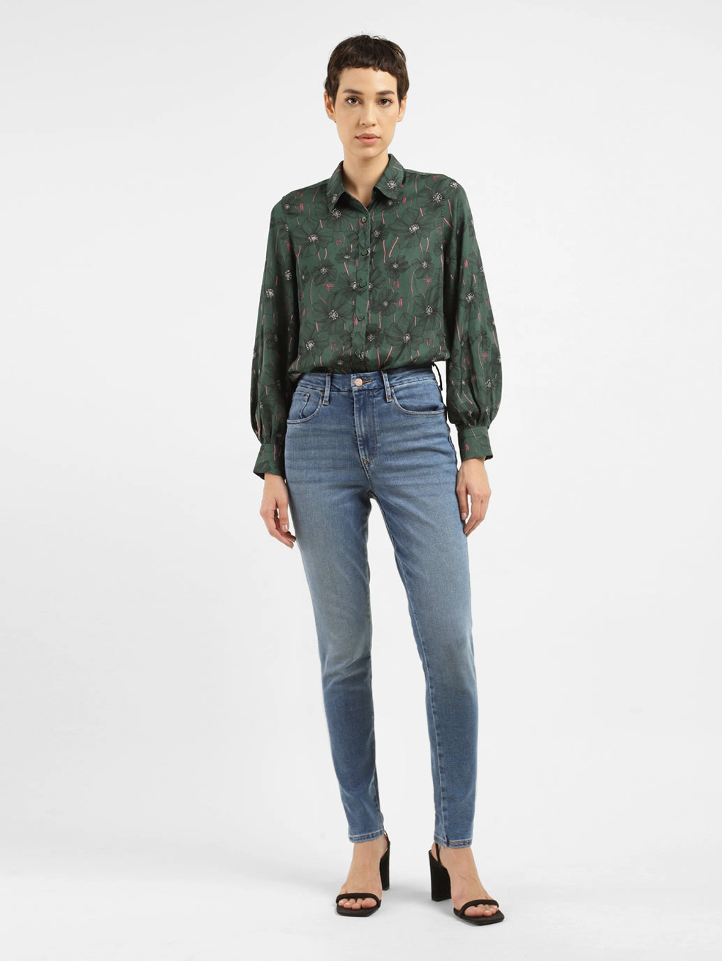 Women's 721 Blue Skinny Fit High Rise Jeans Fashion Lover Versatile