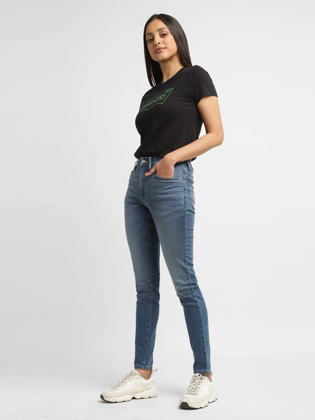Spring Mood Office Wear Minimalist Women's 721 Blue Skinny Fit Mid Rise Jeans
