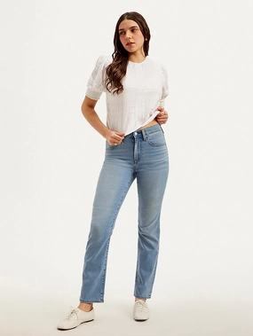 Fashion Lover Youth Style Smooth Women's 724 Blue Straight Fit High Rise Jeans