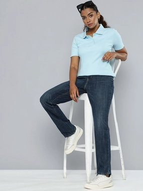 Flawless Design Gym Ready Vibrant Bold Women's 724 Blue Straight Fit High Rise Jeans