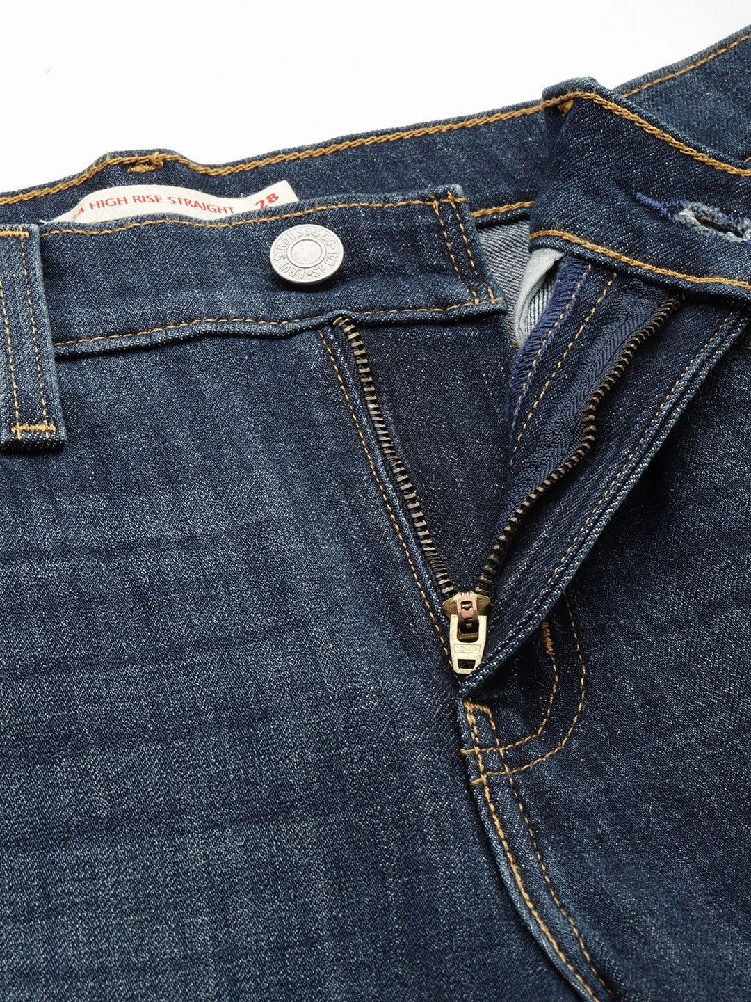 Women's 724 Blue Straight Fit High Rise Jeans Daily Musthave Formal Classic Wear Loose