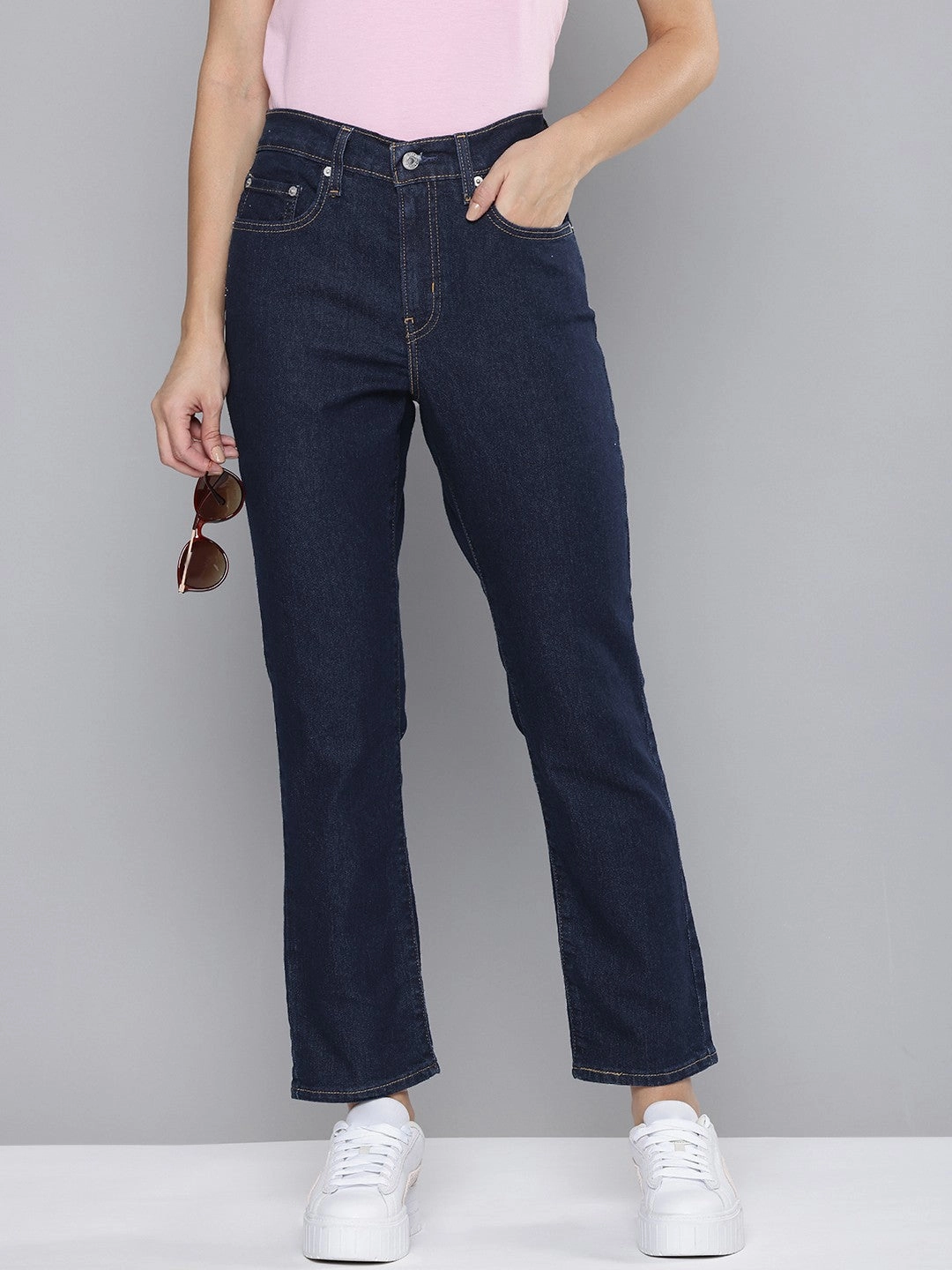 Work Meeting Casual classic clothing Women's 724 Blue Straight Fit High Rise Jeans