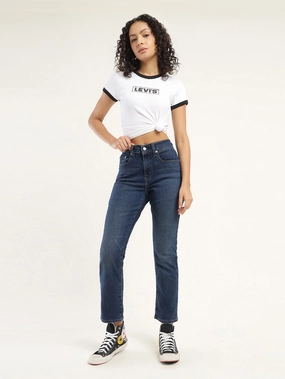 Women's 724 Blue Straight Fit High Rise Jeans Essential Style