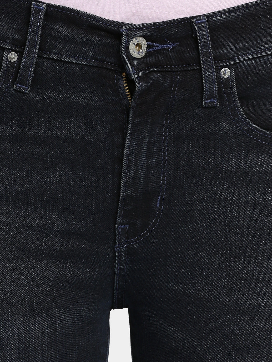 Women's 724 Blue Straight Fit High Rise Jeans Classic Wear Textured Party Look Sunny Vibes Couple Look