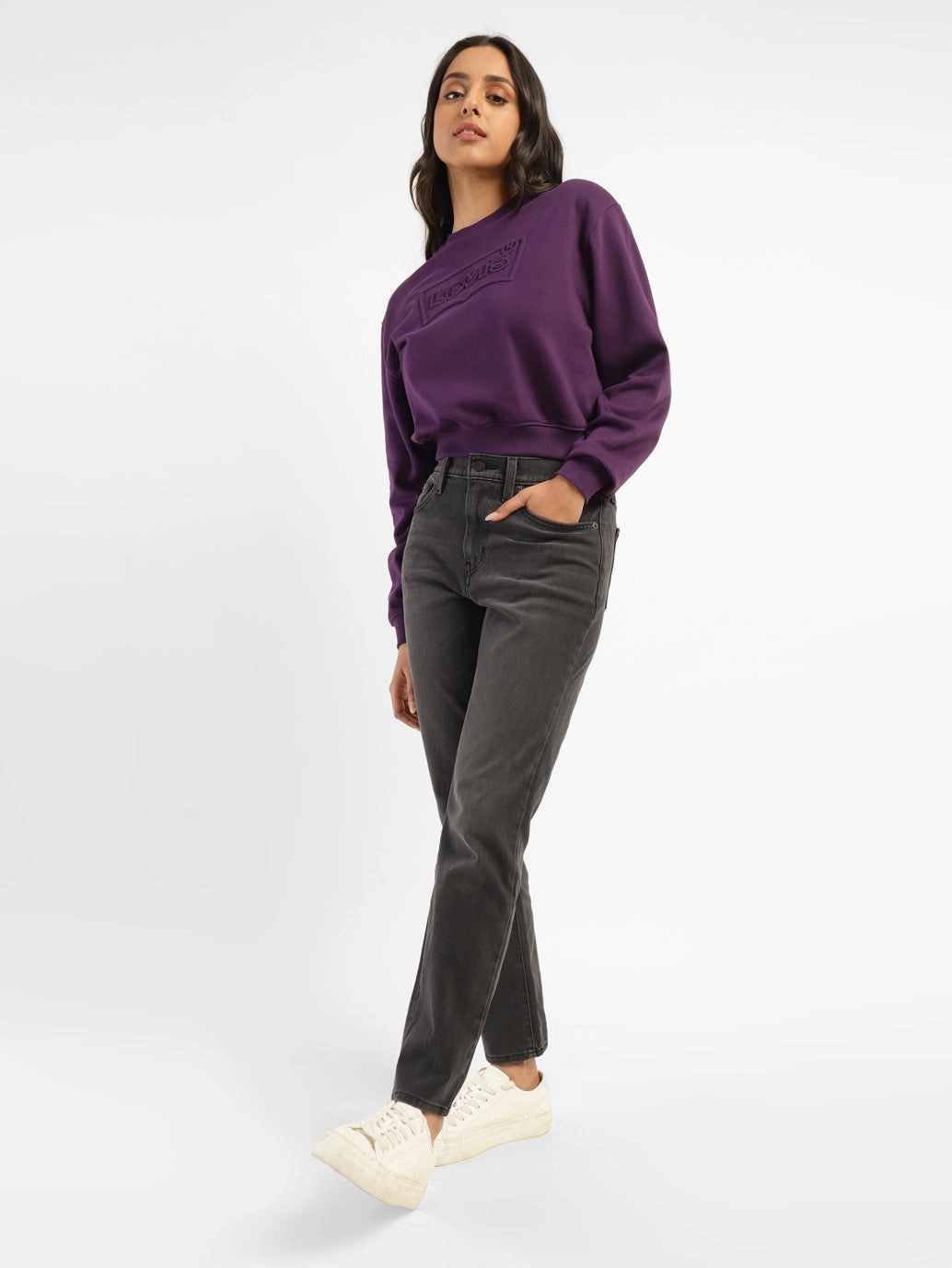 Women's 724 Grey Straight Fit High Rise Jeans Recycled Cotton Blend