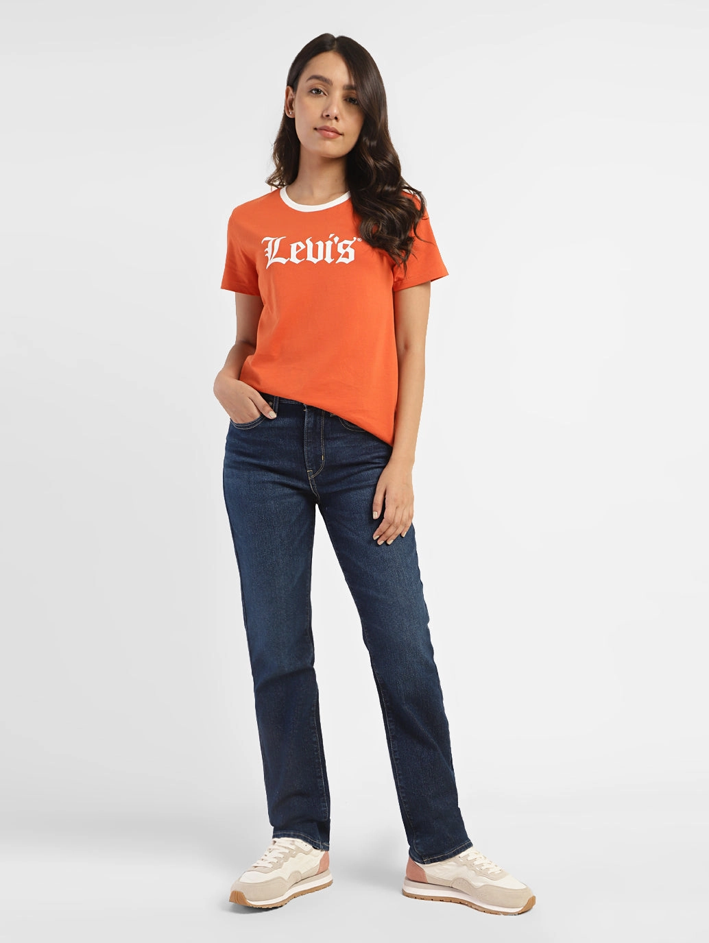 Women's 724 Indigo Straight Fit High Rise Jeans Stylish Daily Wear Parent Style