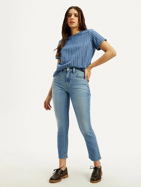 Sustainable Road Trip Beach Day Brunch Outfit Elegant Women's 724 Light Blue Straight Fit High Rise Jeans