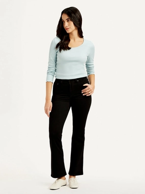 Reinforced Belt Loops Women's 725 Black Flared Fit High Rise Jeans