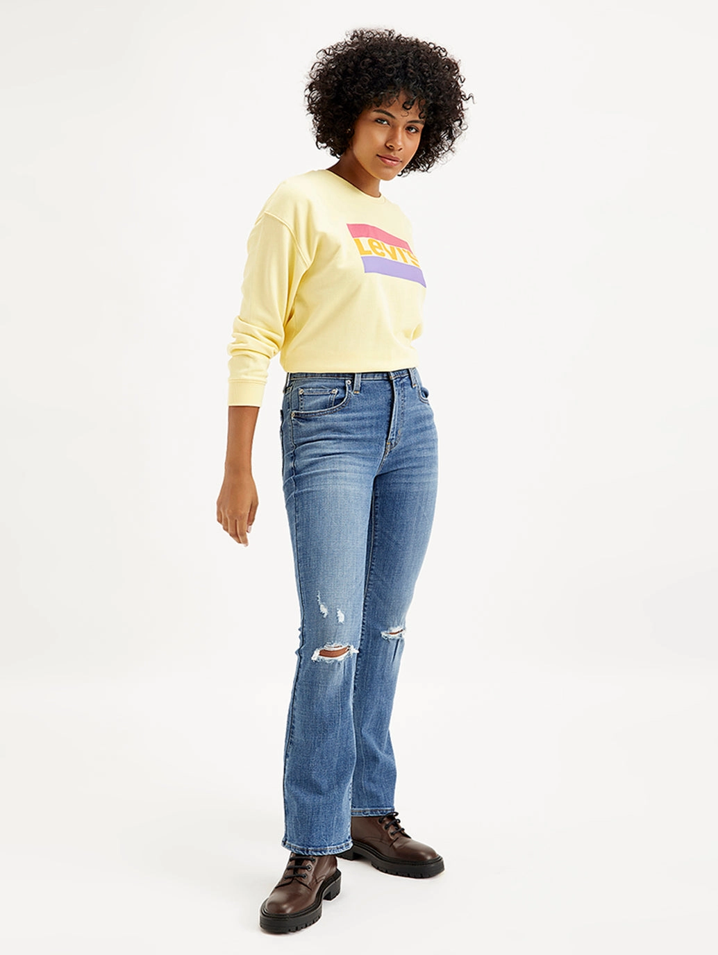 Women's 725 Blue Flared Fit High Rise Jeans Modern Comfort