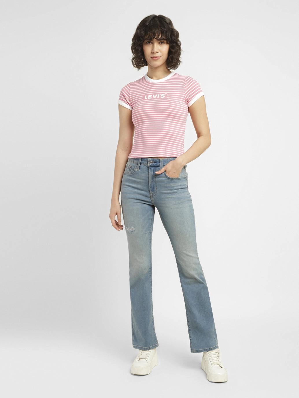 Women's 725 Blue Flared Fit High Rise Jeans Style Blend