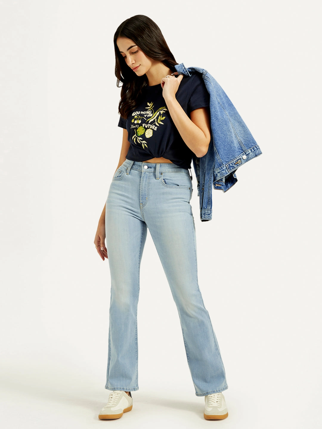 Women's 725 Blue Flared Fit High Rise Jeans Basic Layers Cool Fit