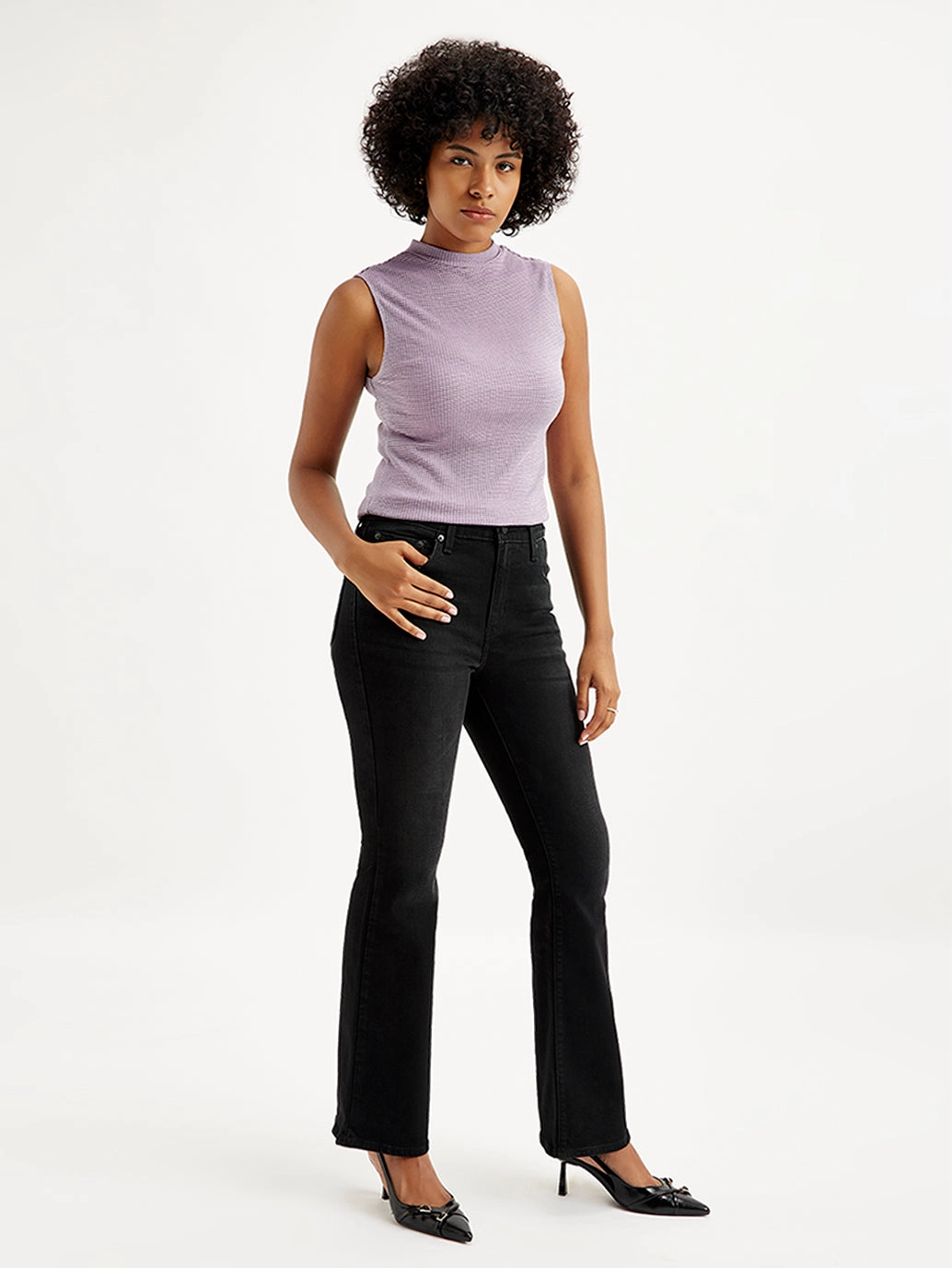 Versatile Outfit Women's 726 Black Flared Fit Mid Rise Jeans