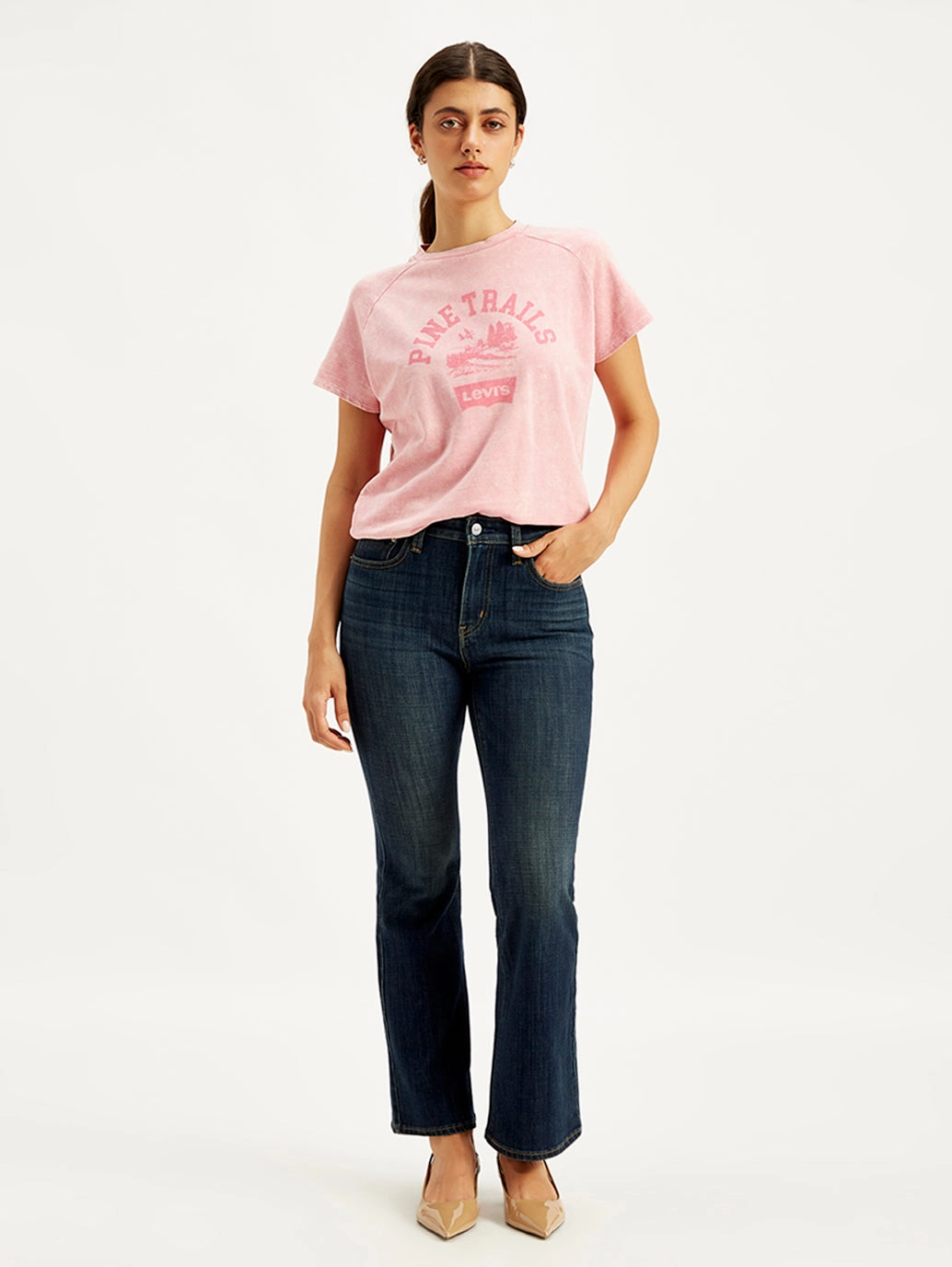 Women's 726 Blue Flared Fit High Rise Jeans Easy Pair Youth Style Road Trip Outdoor Enthusiast