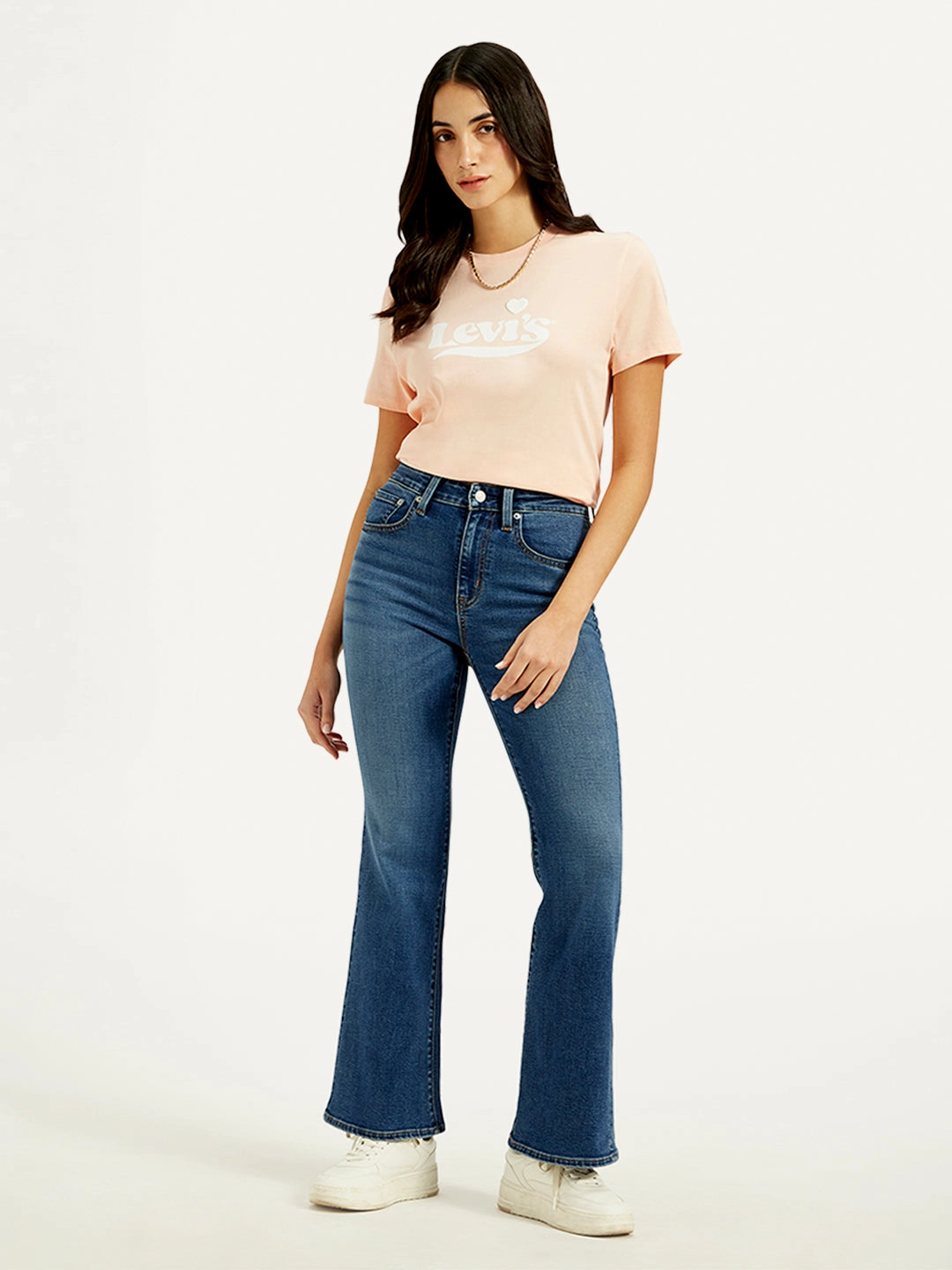 Women's 726 Blue Flared Fit High Rise Jeans Colorfast Dyeing Method