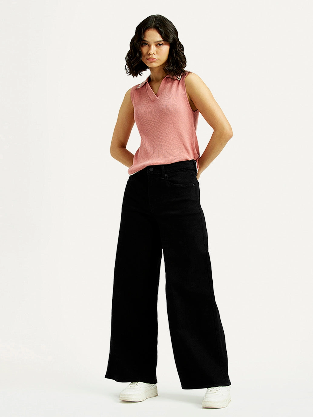 Women's 728 Black Flared Fit High Rise Jeans Textured Loose Luxury Modern Casual