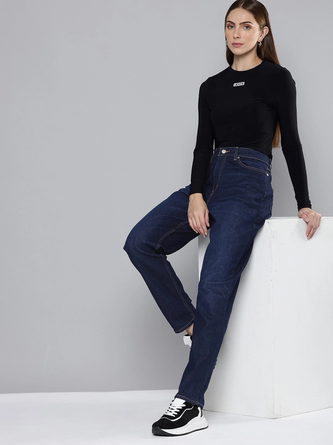 Breathable Minimalist Fashion Must-Have Women's 80s Mom Blue Loose Fit High Rise Jeans
