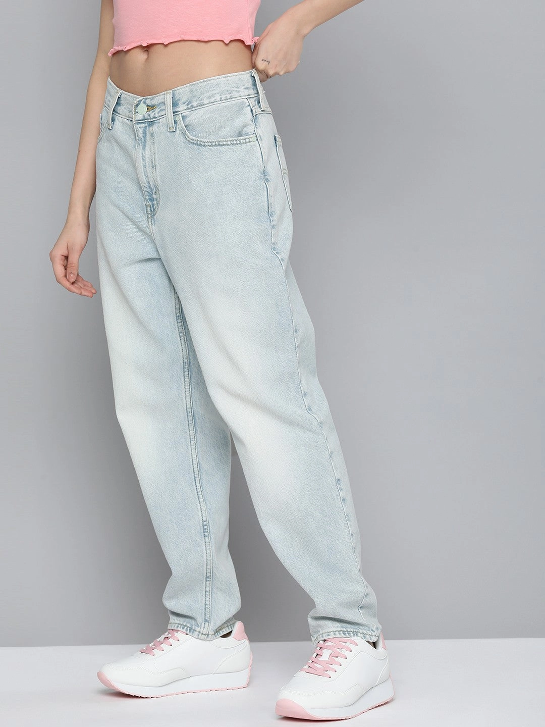 Women's 80s Mom Blue Loose Fit High Rise Jeans Sustainable Manufacturing