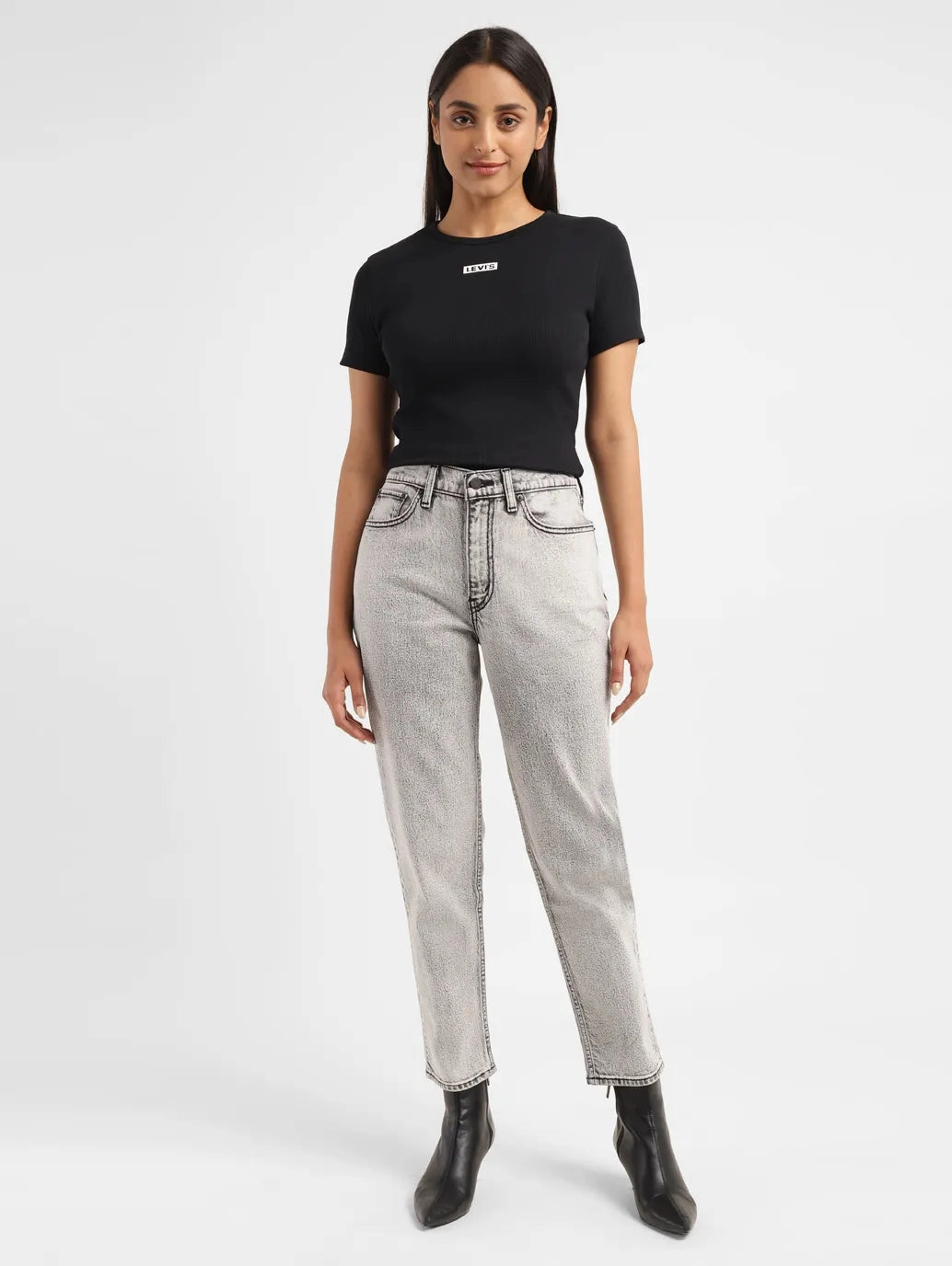 Chic Design Style Tear Resistant Denim Women's 80s Mom Grey Loose Fit High Rise Jeans