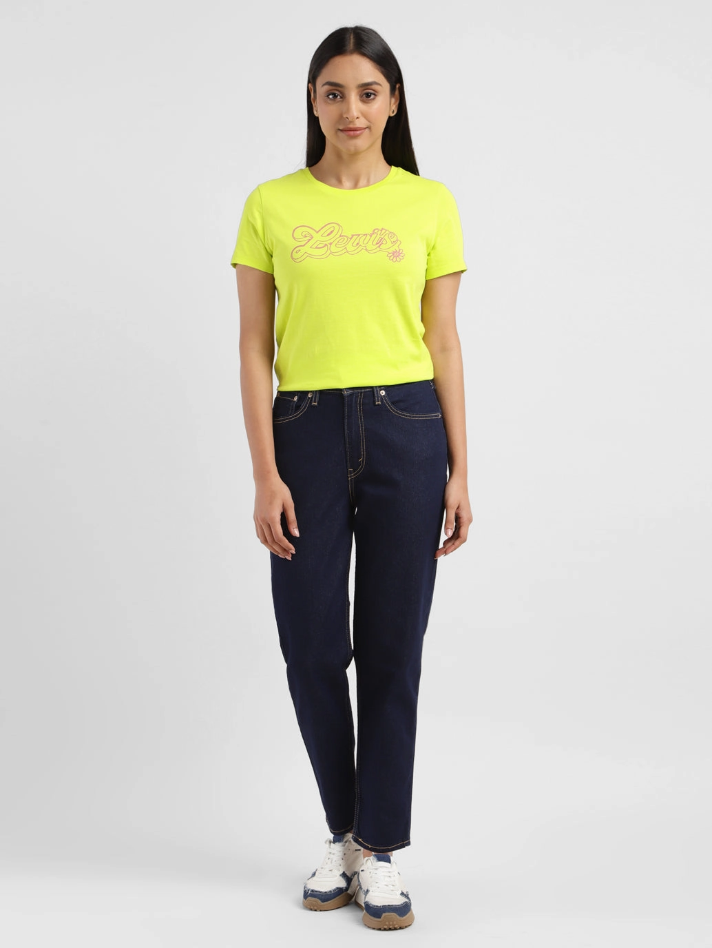 Morning Stroll Professional Wear Brunch Outfit Women's 80s Mom Navy Blue Loose Fit Mid Rise Jeans