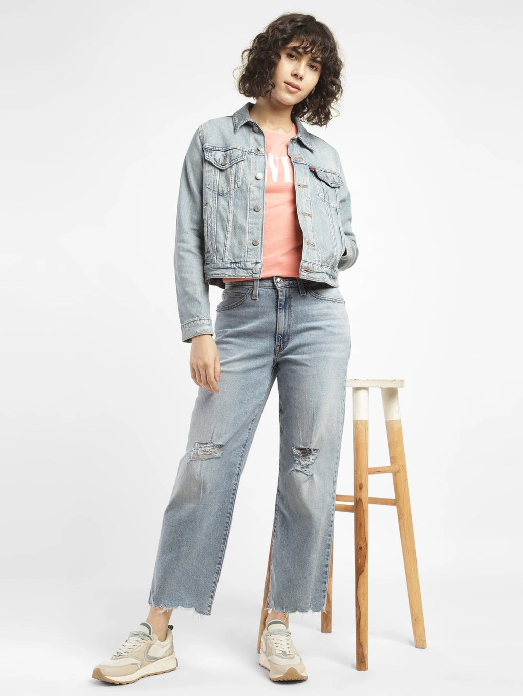 Women's 94 Blue Baggy Fit High Rise Jeans Classic Wear Morning Stroll