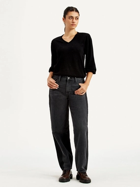 Laidback Style Women's 94 Charcoal Grey Baggy Fit High Rise Jeans