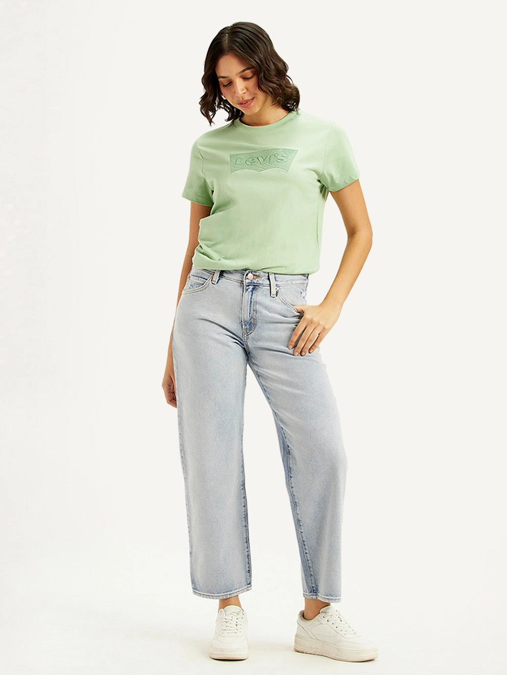 Women's 94 Light Blue Baggy Fit High Rise Jeans Parent Style Trend Setter