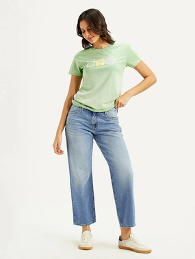 Fit Routine Weekend Getaway Trend Setter Women's 94 Light Blue Baggy Fit Mid Rise Jeans