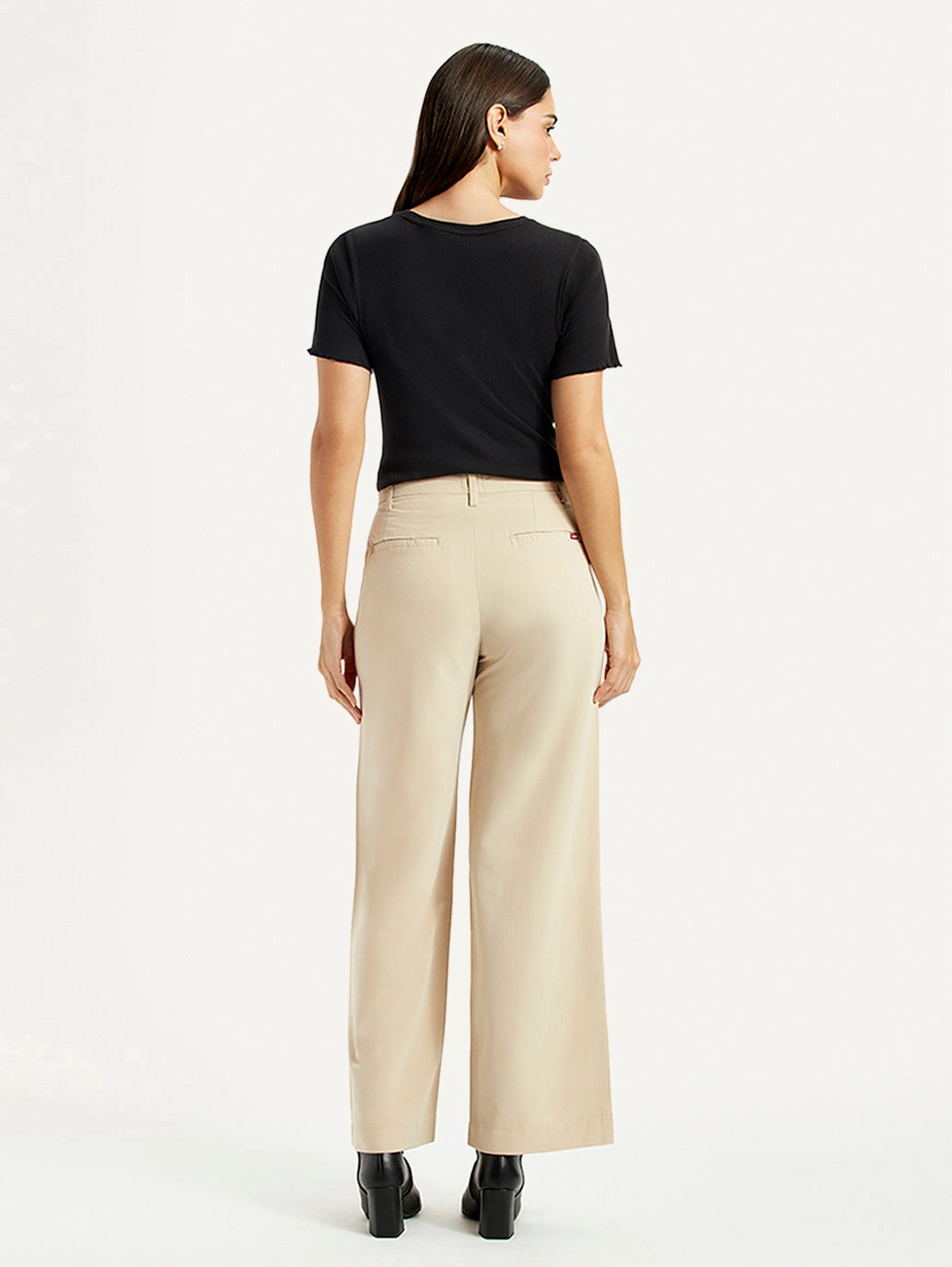 Water-resistant Fashionable Appeal Women's Beige Wide Leg Fit High Rise Trousers