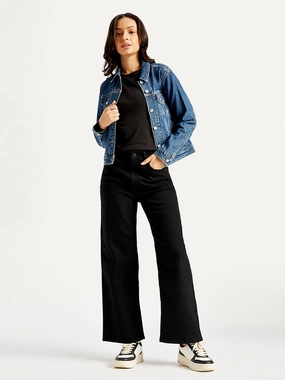 Comfy Fit Women's Black Mile High Wide Leg Fit High Rise Jeans