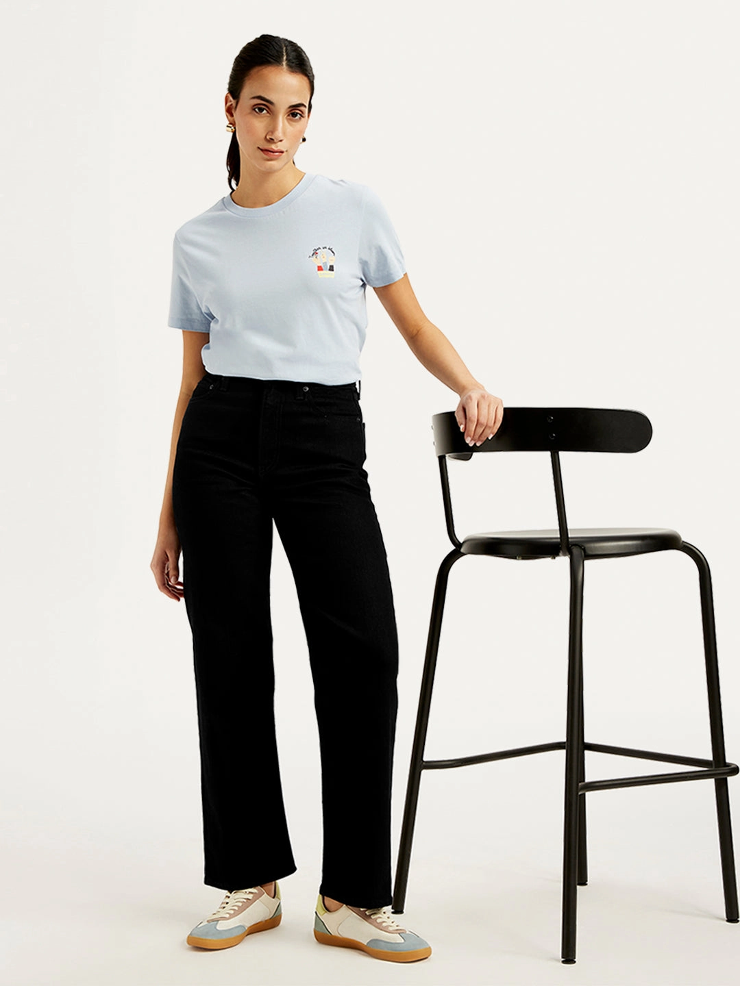 Women's Black Ribcage Straight Fit High Rise Jeans All Around Practical Comfort