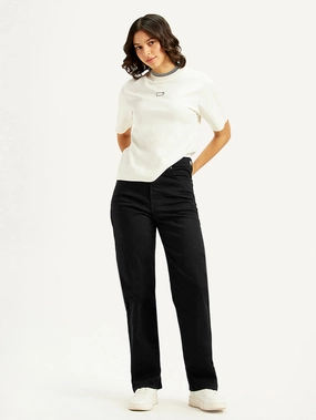 Neutral Loose Neutral Fit Piece Women's Black Ribcage Straight Fit High Rise Jeans