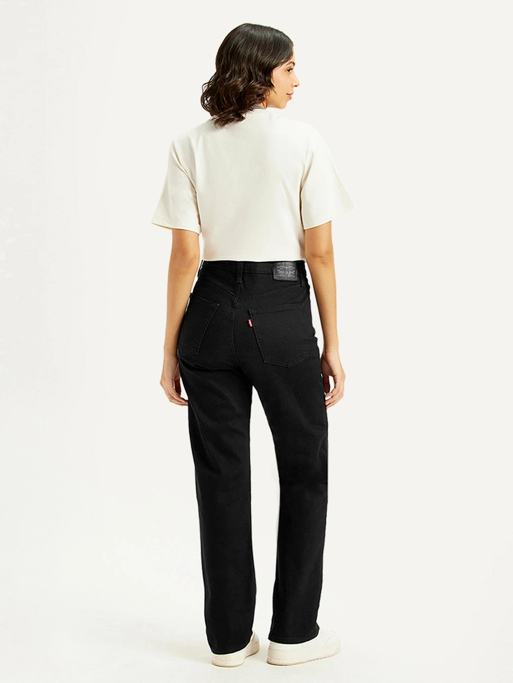 Neutral Daily Wear Adult Fashion Women's Black Ribcage Straight Fit High Rise Jeans