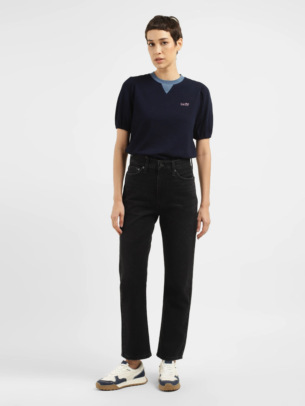 Women's Black Wedgie Straight Fit High Rise Jeans Fashion Piece