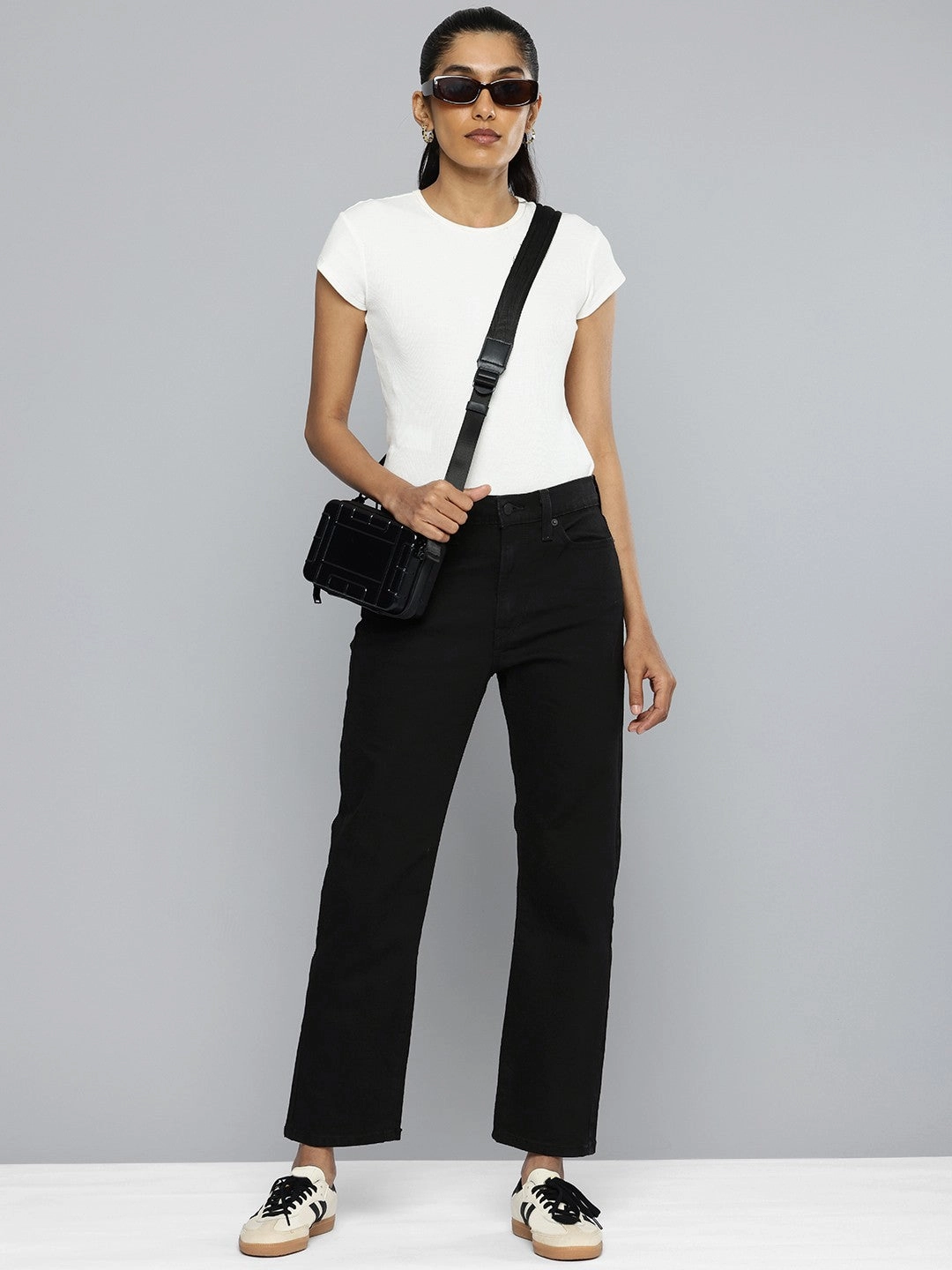 Morning Stroll Sustainable Classic Women's Black Wedgie Straight Fit Mid Rise Jeans