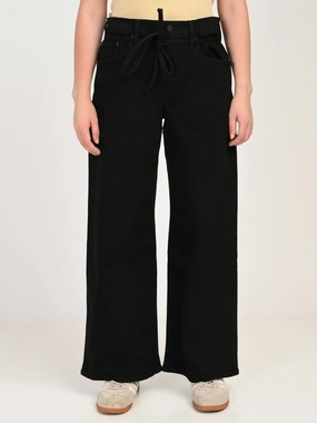 Stretch Soft Work Ready Lightweight Textured Women's Black XL Straight Loose Straight Fit Mid Rise Jeans