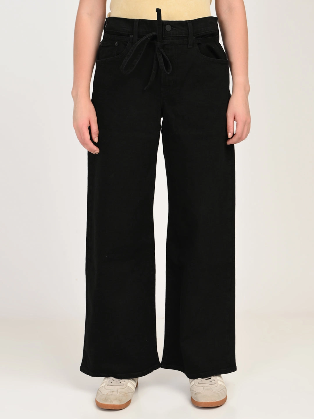 Stretch Soft Work Ready Lightweight Textured Women's Black XL Straight Loose Straight Fit Mid Rise Jeans