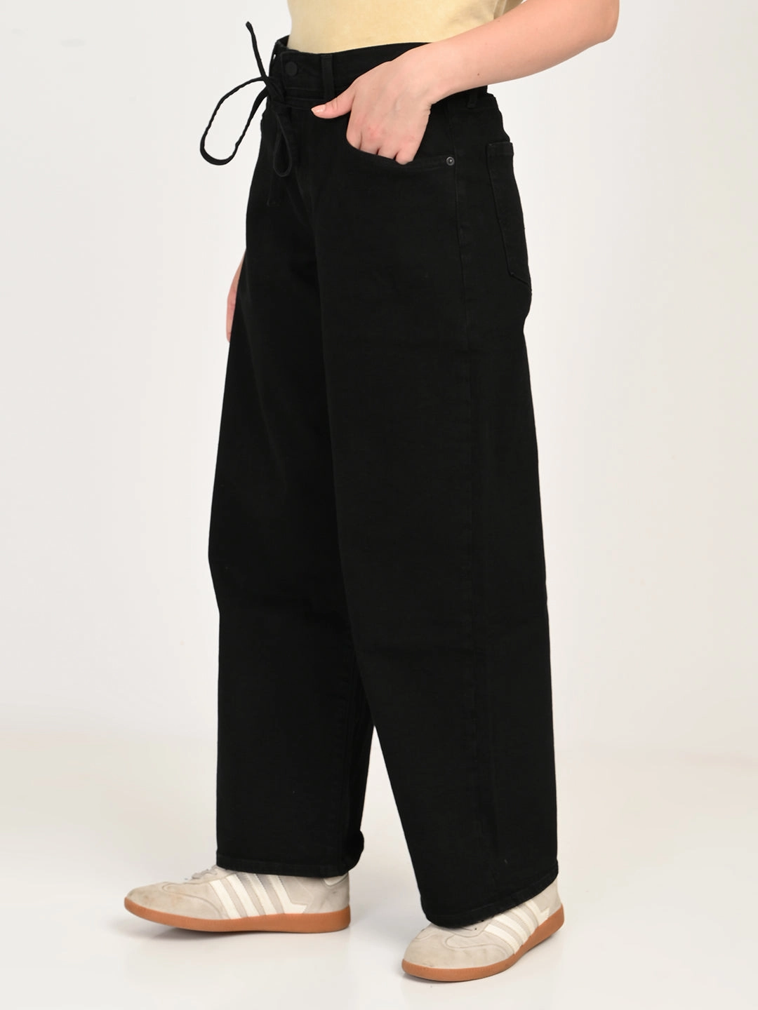 Cozy Vibe Women's Black XL Straight Loose Straight Fit Mid Rise Jeans