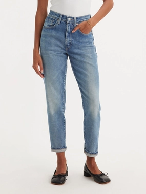 Lightweight Feel Women's Blue Loose Fit High Rise Boyfriend Jeans