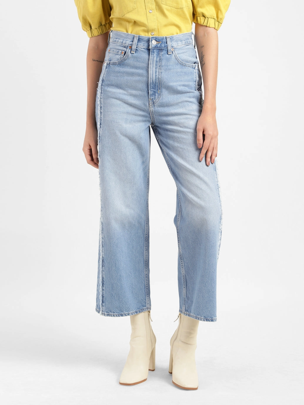 Smart Waistband Women's Blue Loose Fit High Rise Jeans