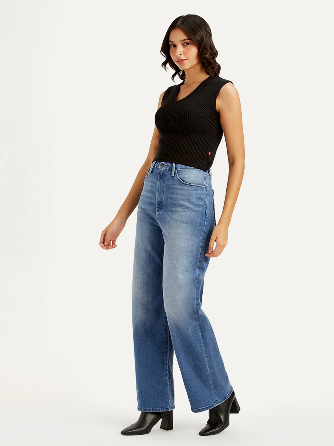 Women's Blue Loose Fit High Rise Jeans All Rounder