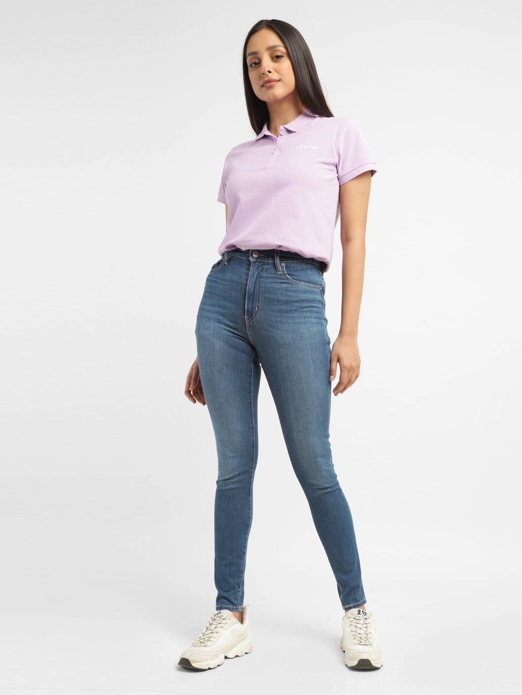 Women's Blue Mile High Wide Leg Fit High Rise Jeans premium design Temperature Regulating Fabric