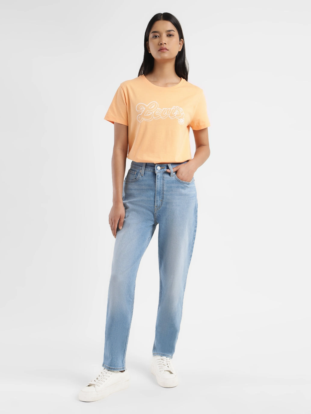 Outfit Base Winter Warmth Student Outfit Textured Women's Blue Mom Loose Fit High Rise Jeans